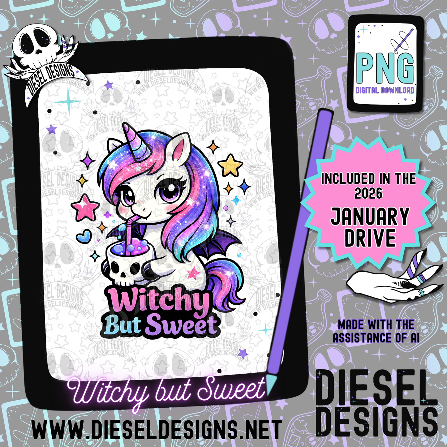 Witchy But Sweet PNG  | 300 DPI | Transparent PNG | Digital File Only