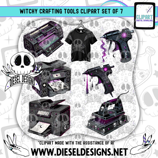 Witchy Crafting Tools Clipart & Elements Set of 7 | 300 DPI | Transparent PNG | Clipart & Elements |