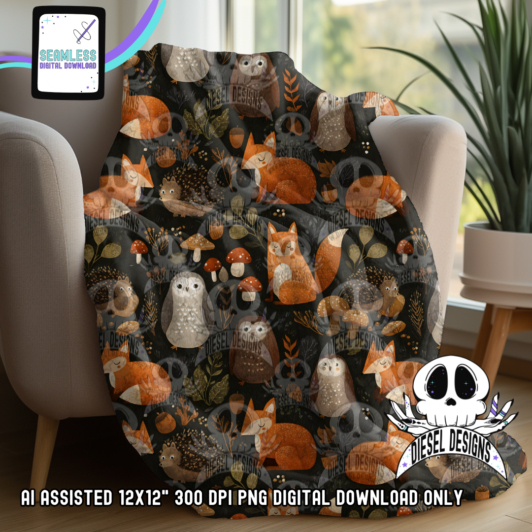 Woodland Animals Seamless | Seamless File | 300 DPI | 12" x 12" | Digital File only