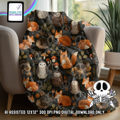 Woodland Animals Seamless | Seamless File | 300 DPI | 12" x 12" | Digital File only