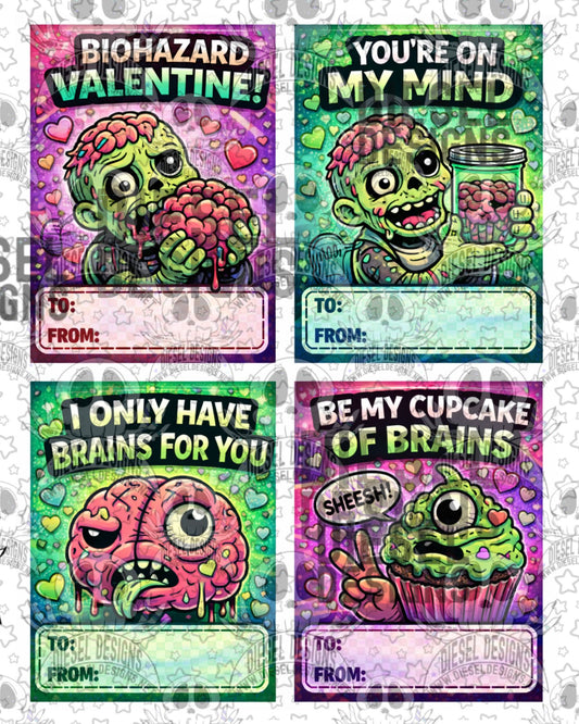 Zombies Printable Valentine’s Day Cards for Kids – Reusable Classroom Valentines, Instant Download DIY Party Exchange Cards