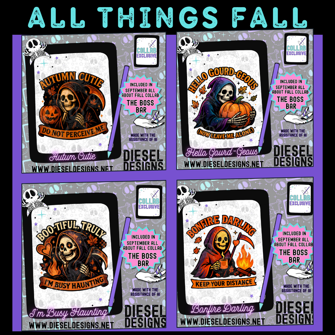 All Things Fall The Boss Bar Collab | 300 DPI | PNG | Seamless | Tumbler Wraps | Collab | Digital File Only
