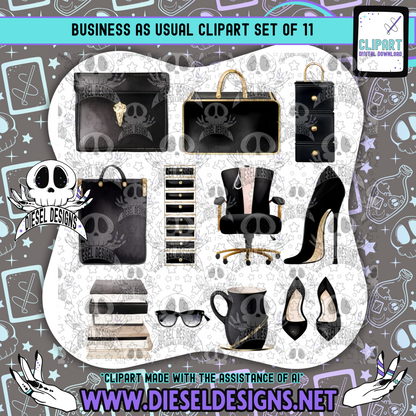 Business As Usual Clipart & Elements Set of 11 | 300 DPI | Transparent PNG | Clipart & Elements |