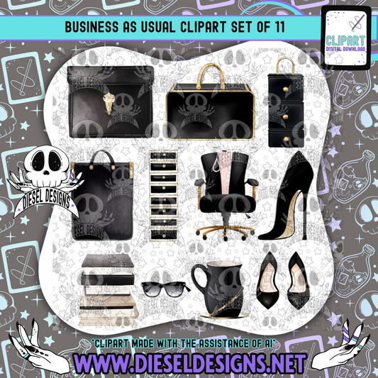 Business As Usual Clipart & Elements Set of 11 | 300 DPI | Transparent PNG | Clipart & Elements |