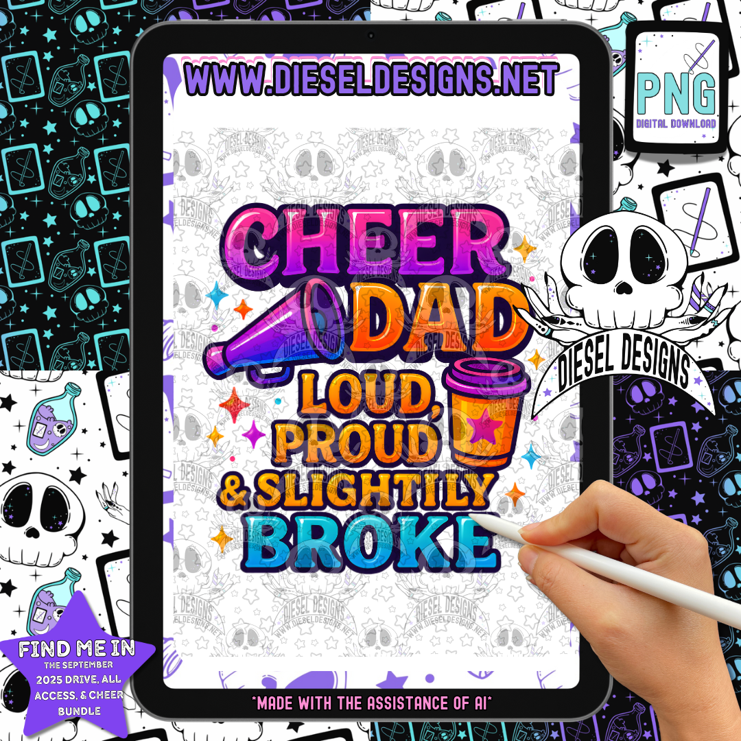 Cheer Dad V2 PNG  | 300 DPI | Transparent PNG | Digital File Only