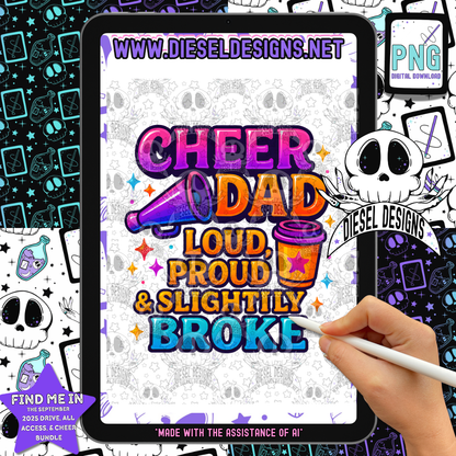 Cheer Dad V2 PNG  | 300 DPI | Transparent PNG | Digital File Only