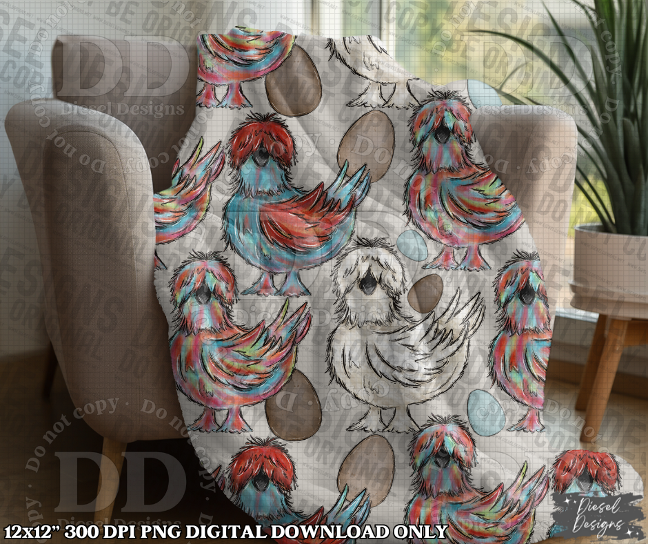 Chicken Seamless | Seamless File | 300 DPI | 12" x 12" | Digital File only