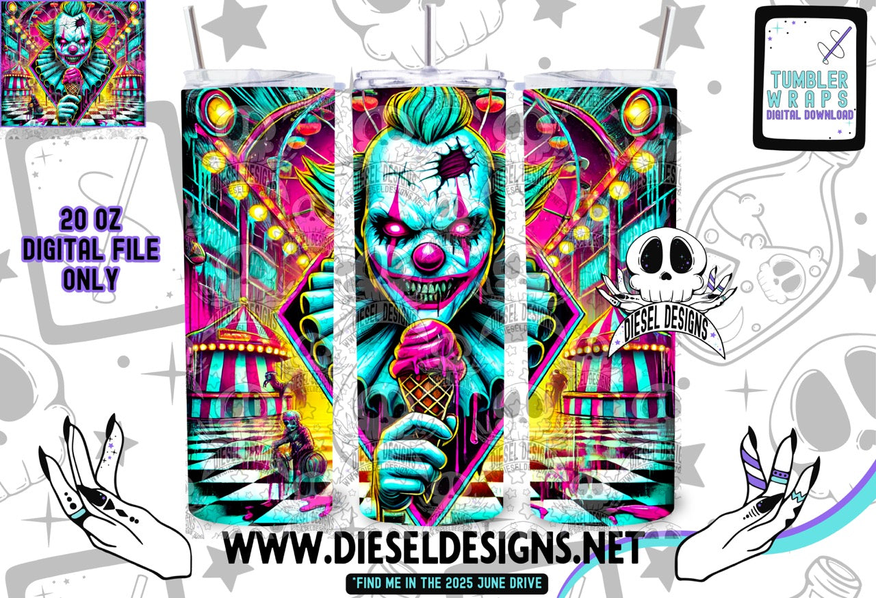 Checkered Clown Tumbler | 20oz. Tumbler Wrap | 300 DPI | Digital File Only
