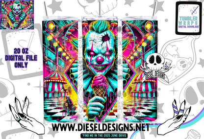 Checkered Clown Tumbler | 20oz. Tumbler Wrap | 300 DPI | Digital File Only