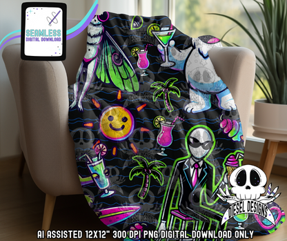 Cryptid Summer V.1 Seamless | Seamless File | 300 DPI | 12" x 12" | Digital File only