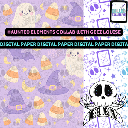 Haunted Elements Collab With Geez Louise | Clipart | OTF Fonts | Alpha Set | Procreate Stamp Set