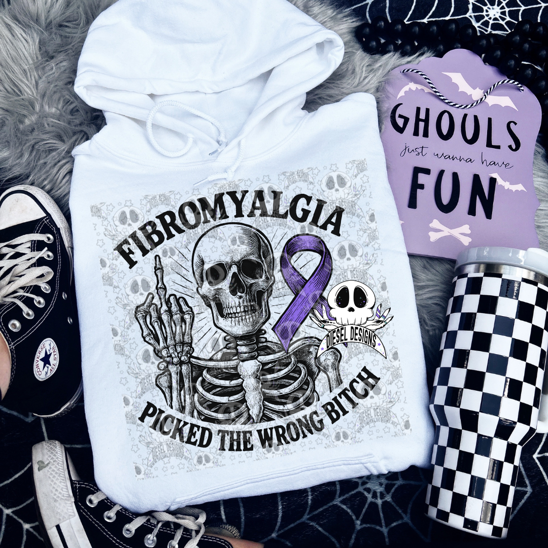 Fibromyalgia Picked The Wrong Bitch PNG  | 300 DPI | Transparent PNG | Digital File Only