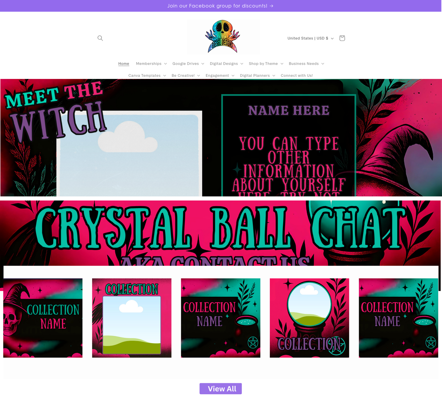 Grungy Witch Website Kit | Website Kits | Editable graphics included | Edit In Canva