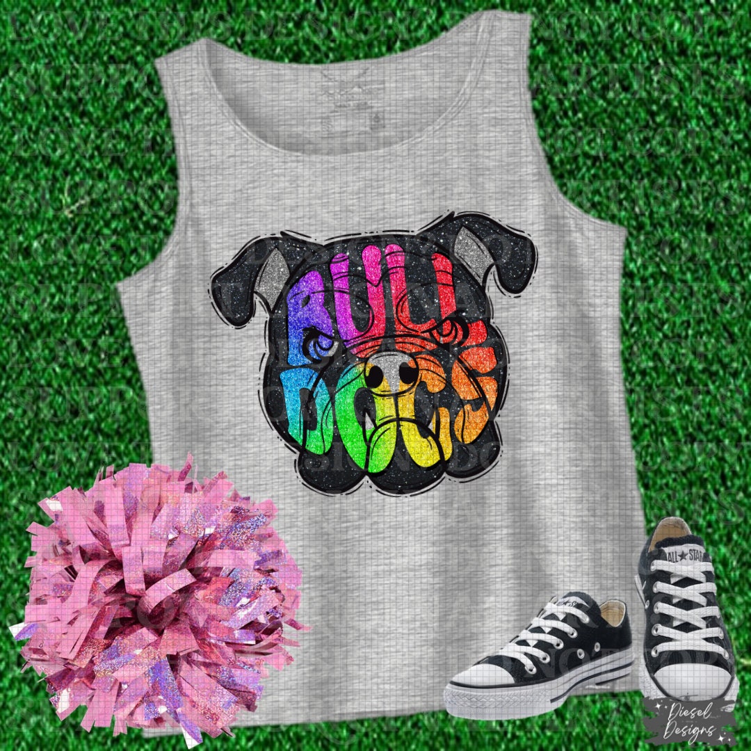 Bulldogs Rainbow Mascot | 300 DPI | Transparent PNG | Digital File Only