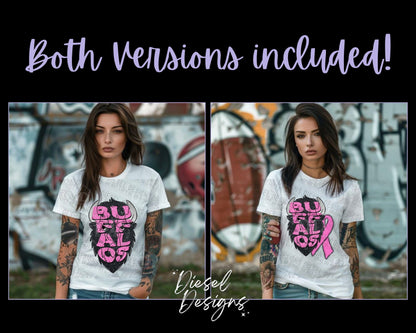 Buffalos Breast Cancer Awareness Mascot | 300 DPI | Transparent PNG | Digital File Only