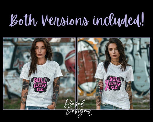 Bulldawgs Breast Cancer Awareness Mascot | 300 DPI | Transparent PNG | Digital File Only