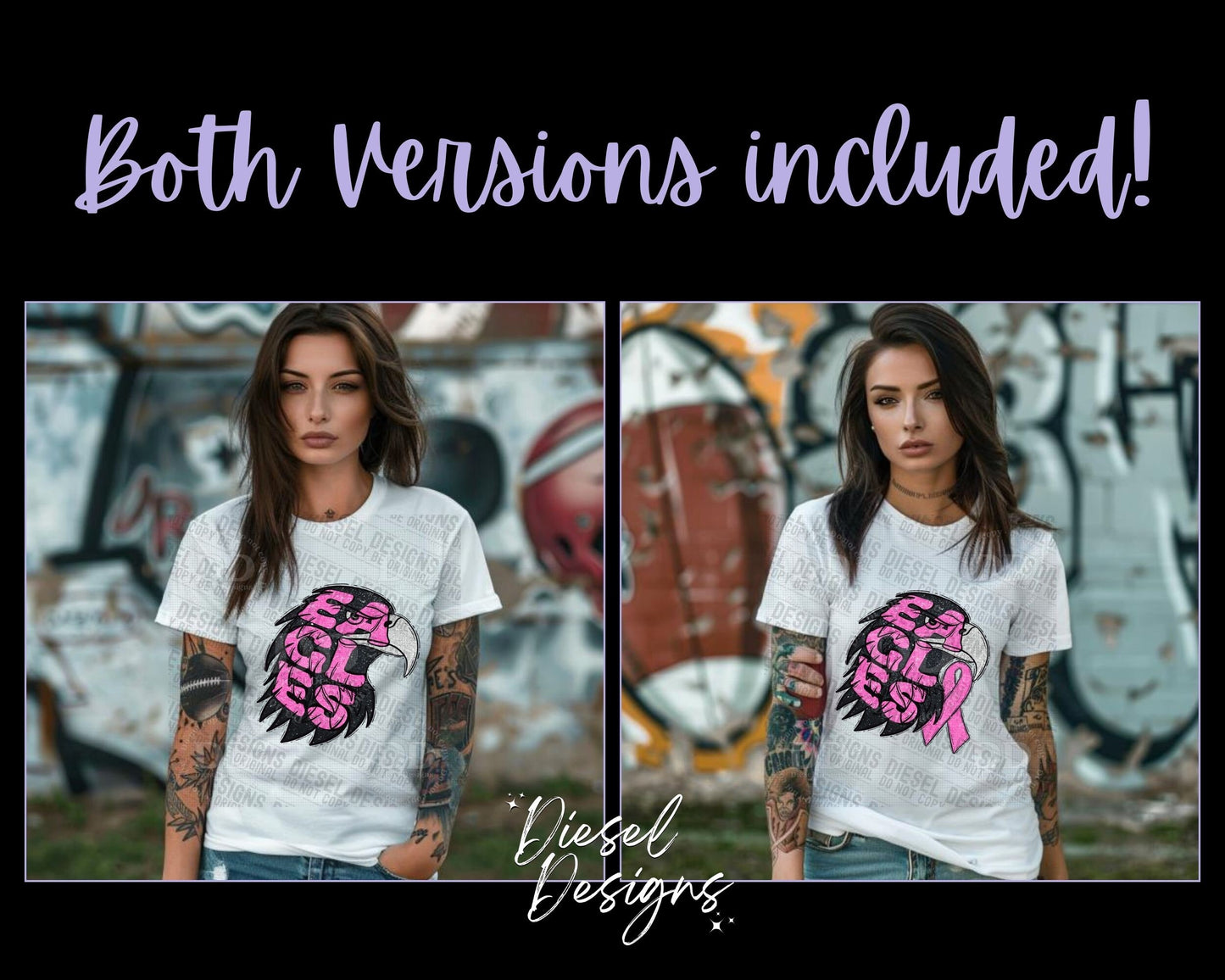 Eagles Breast Cancer Awareness Mascot | 300 DPI | Transparent PNG | Digital File Only