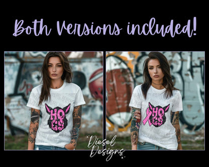 Hogs Breast Cancer Awareness Mascot | 300 DPI | Transparent PNG | Digital File Only