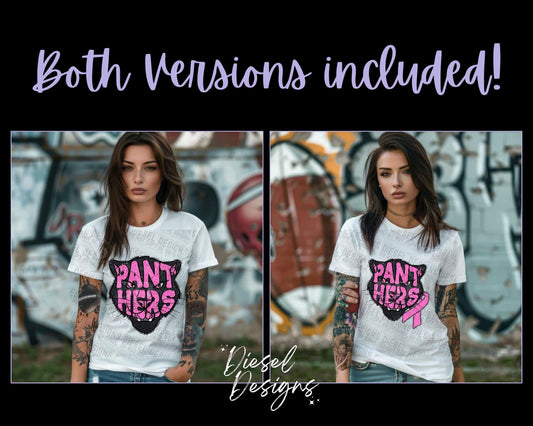 Panthers Breast Cancer Awareness Mascot | 300 DPI | Transparent PNG | Digital File Only