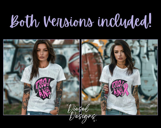 Trojans Breast Cancer Awareness Mascot | 300 DPI | Transparent PNG | Digital File Only