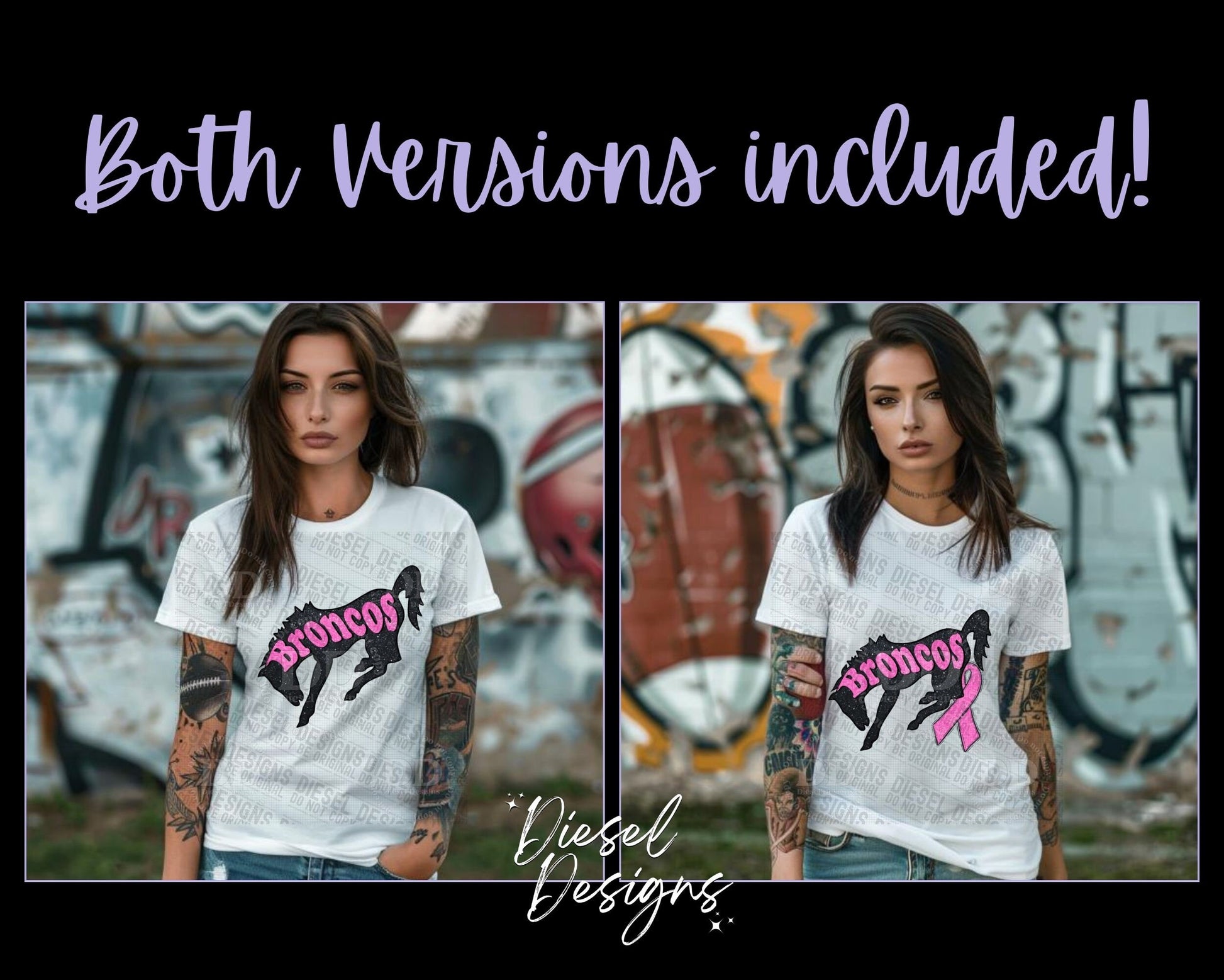 Broncos V2 Breast Cancer Awareness Mascot | 300 DPI | Transparent PNG | Digital File Only