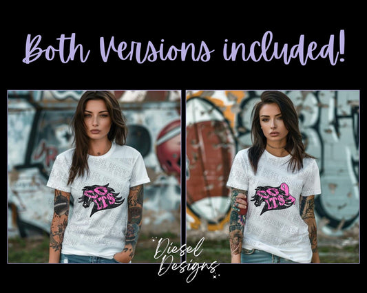 Colts Breast Cancer Awareness Mascot | 300 DPI | Transparent PNG | Digital File Only