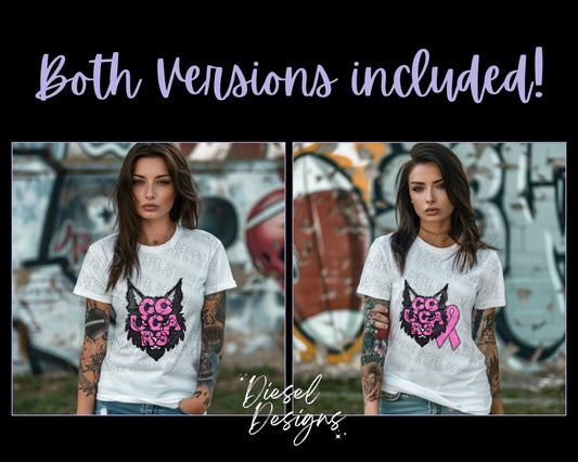 Cougars Breast Cancer Awareness Mascot | 300 DPI | Transparent PNG | Digital File Only