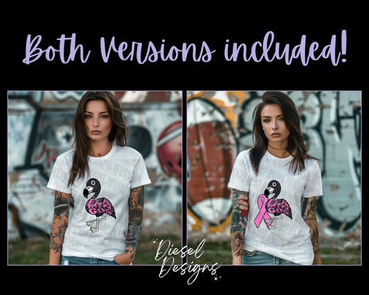 Flamingos Breast Cancer Awareness Mascot | 300 DPI | Transparent PNG | Digital File Only