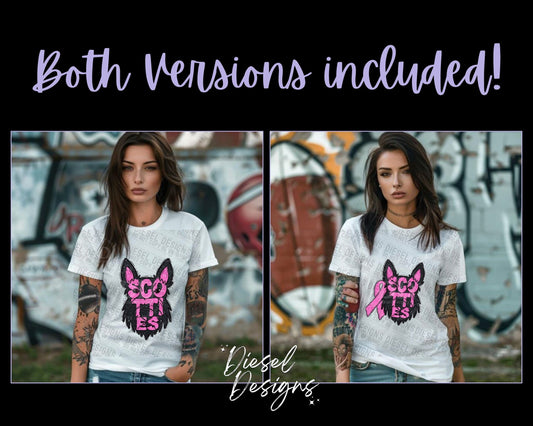 Scotties Breast Cancer Awareness Mascot | 300 DPI | Transparent PNG | Digital File Only