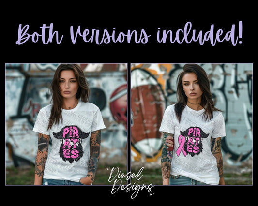 Pirates V1 Breast Cancer Awareness Mascot | 300 DPI | Transparent PNG | Digital File Only