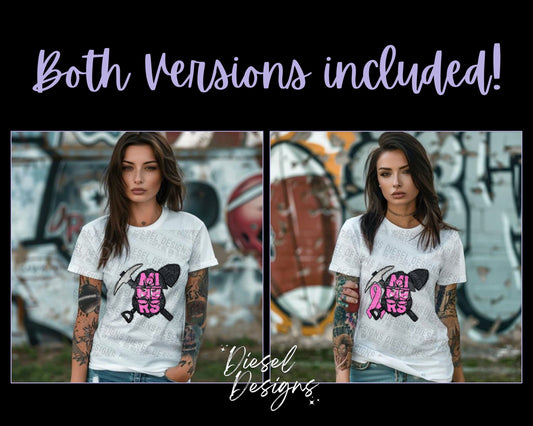 Miners V2 Breast Cancer Awareness Mascot | 300 DPI | Transparent PNG | Digital File Only