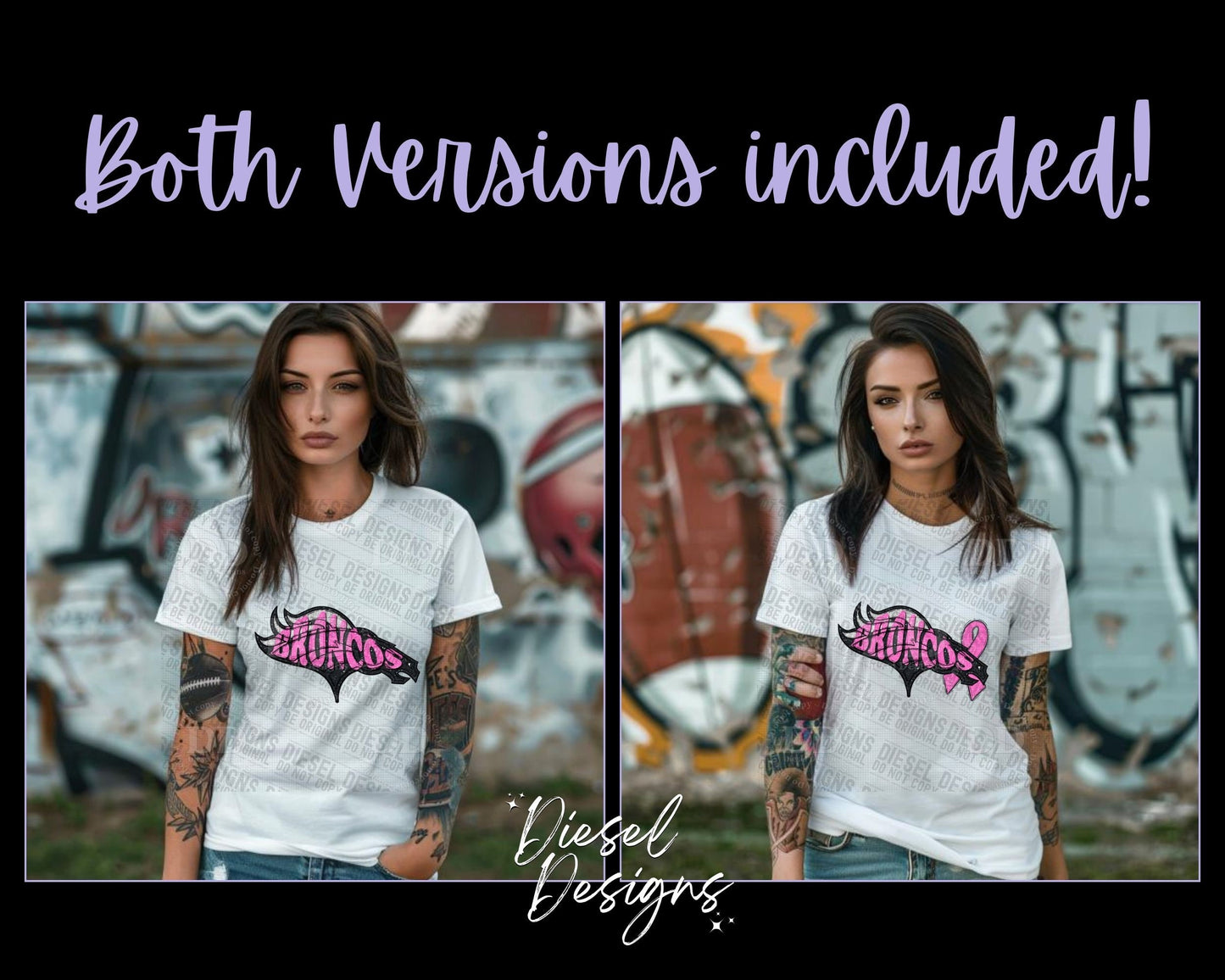 Broncos V1 Breast Cancer Awareness Mascot | 300 DPI | Transparent PNG | Digital File Only