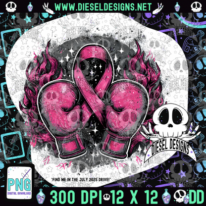 Cancer Boxing Gloves PNG  | 300 DPI | Transparent PNG | Digital File Only