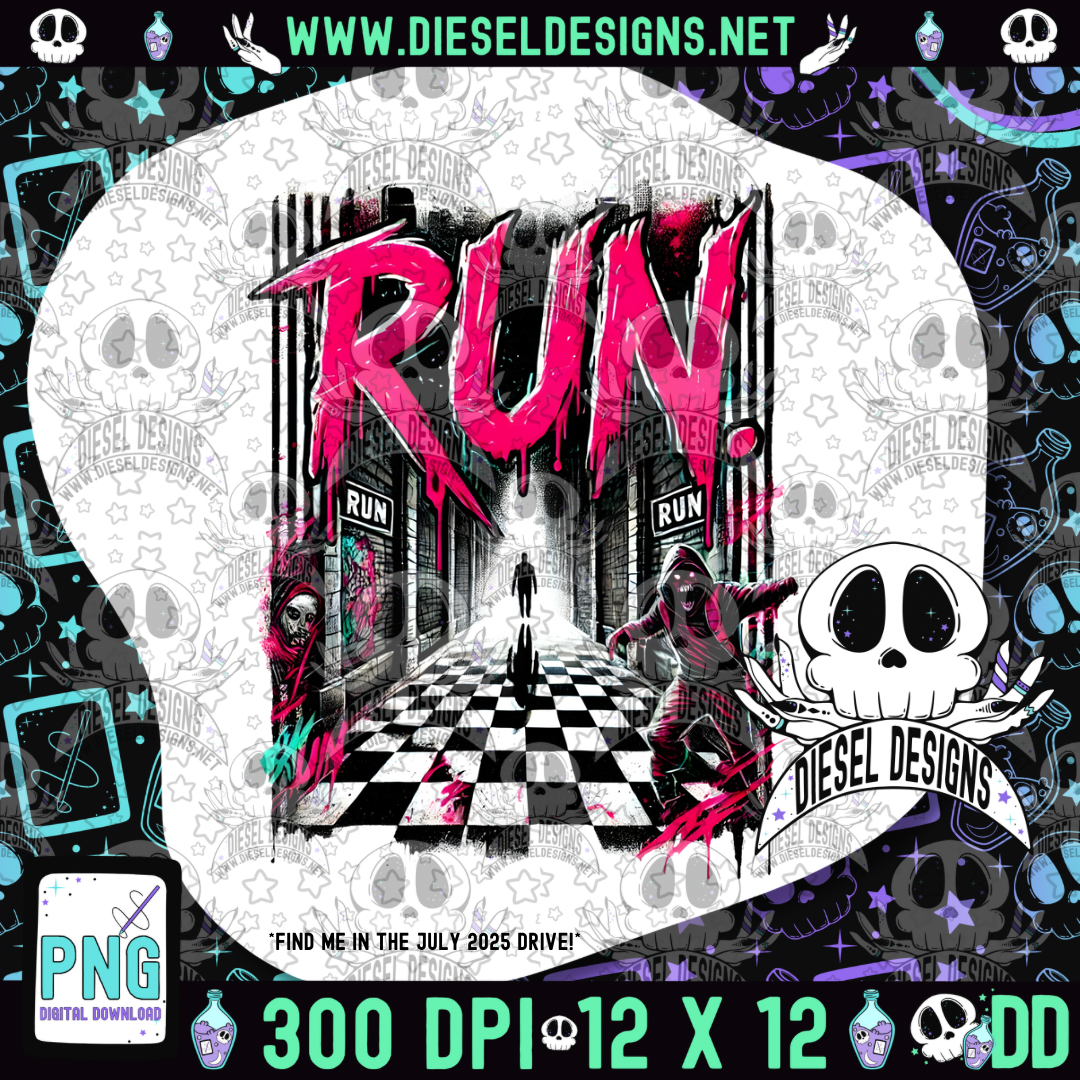 RUN PNG  | 300 DPI | Transparent PNG | Digital File Only