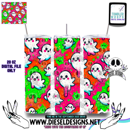 Neon Ghosts Tumbler | 20oz. Tumbler Wrap | 300 DPI | Digital File Only