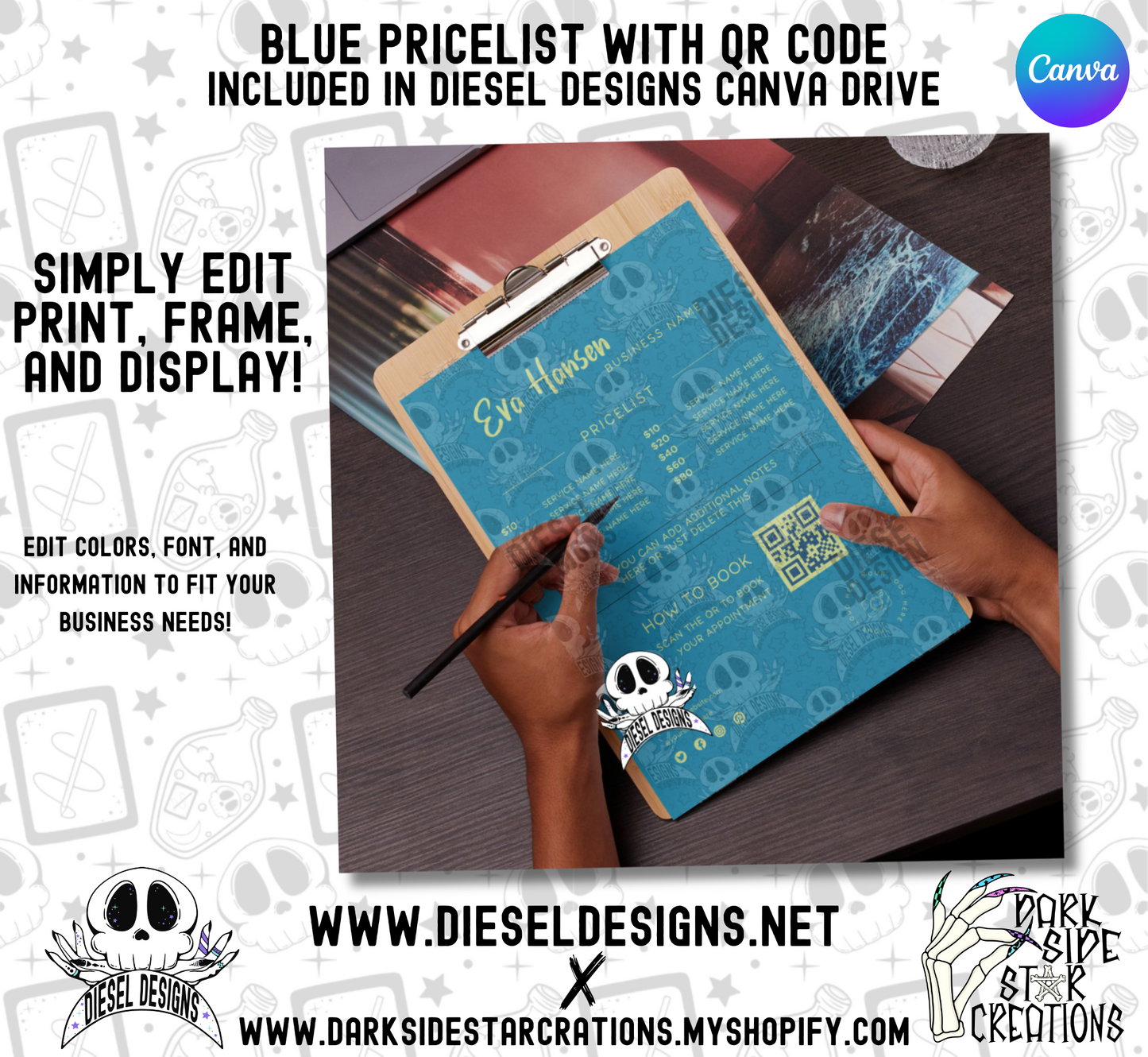 Blue Pricelist With QR Code | Pricelist | Editable in CANVA