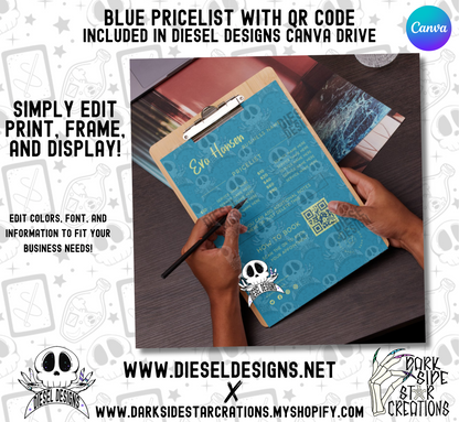 Blue Pricelist With QR Code | Pricelist | Editable in CANVA