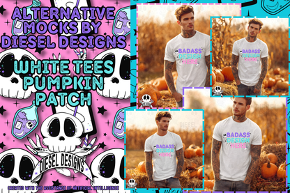Pumpkin Patch White Tshirt AI Assisted Mock UP Set of 4 | PNG |
