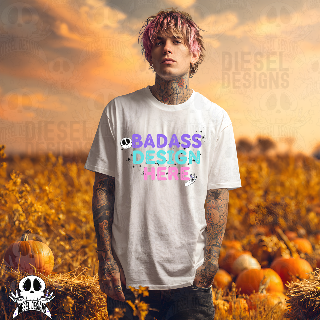 Pumpkin Patch White Tshirt AI Assisted Mock UP Set of 11 | PNG |