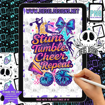 Stunt Tumble Cheer V2 PNG  | 300 DPI | Transparent PNG | Digital File Only