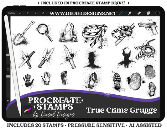 True Crime Grunge | PROCREATE BRUSHES/STAMPS | Digital File Only