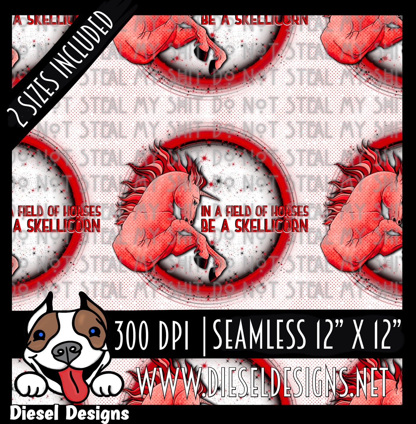 Skellicorn Seamless #2 | 300 DPI | Seamless 12"x12" | 2 sizes Included |