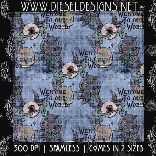 Alien Fairies - Blue | 300 DPI | 12"x12" Seamless File