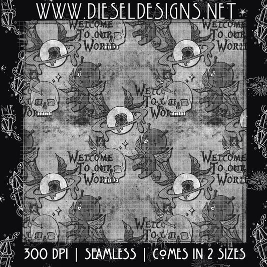 Alien Fairies - Grey | 300 DPI | 12"x12" Seamless File