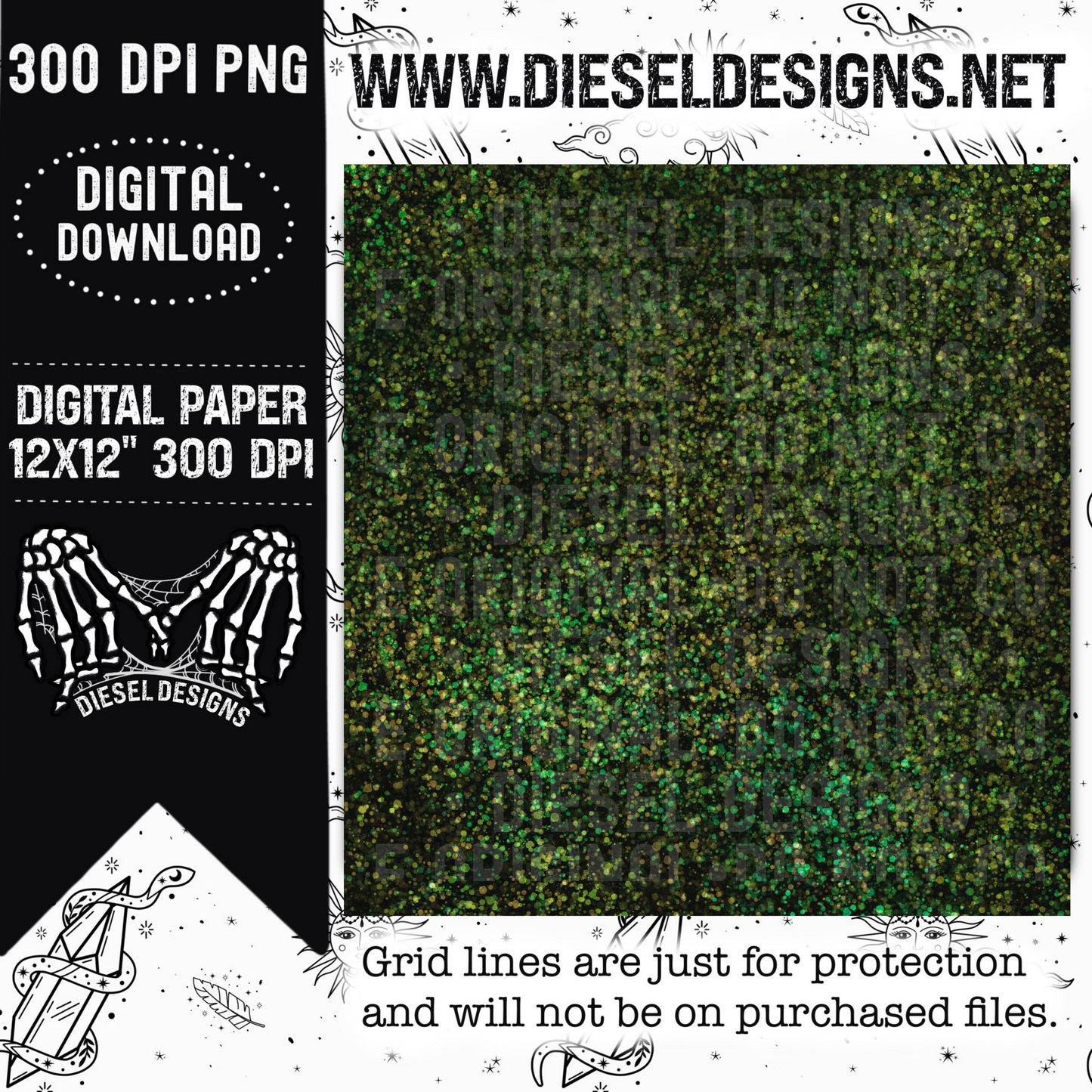 Black And Green Digital Paper  | 300 DPI | Transparent PNG | Clipart |