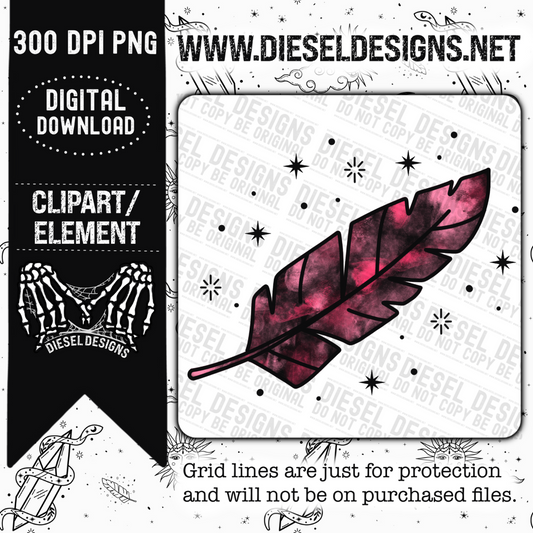 Black Pink Feather  | 300 DPI | Transparent PNG | Clipart |