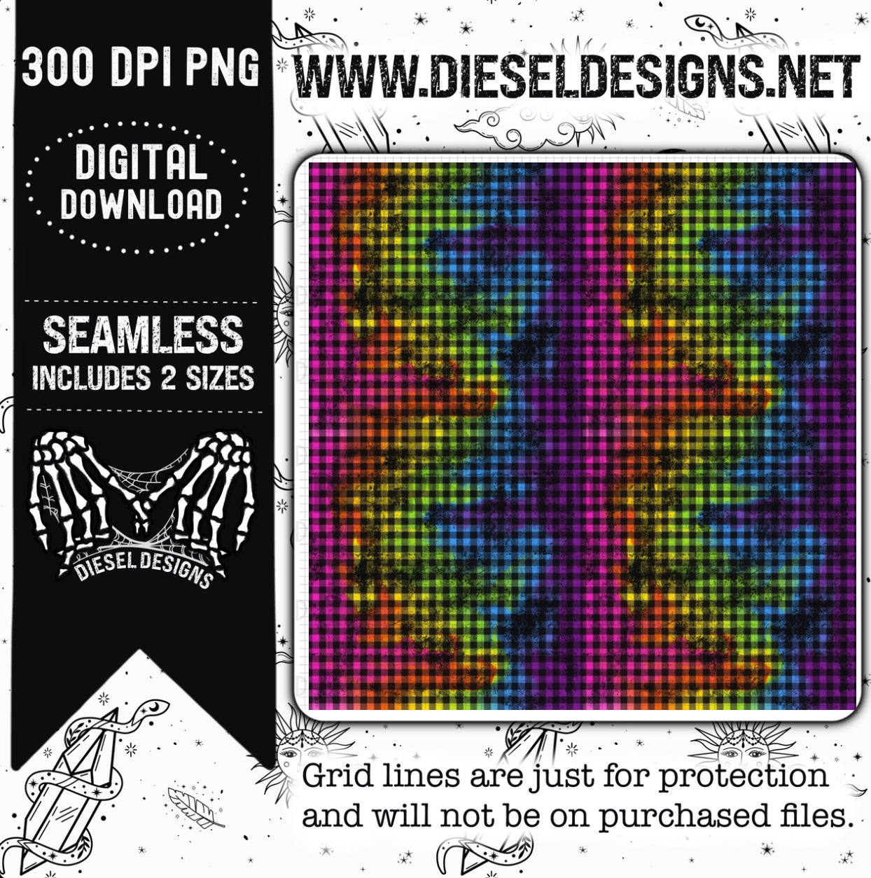 Black Distressed Plaid Seamless  | 300 DPI | Seamless 12"x12" | 2 sizes Included