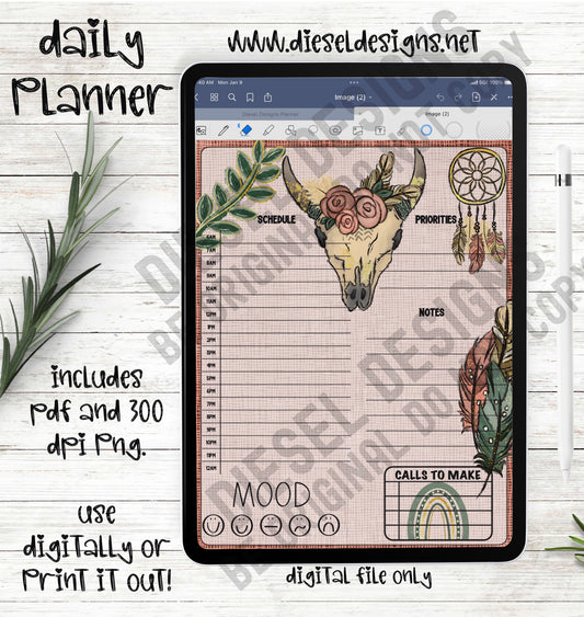 Boho | Daily Digital Planner | 300 DPI | PNG & PDF included