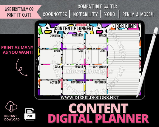 Bright Leopard | 12-month Content Planner | 300 DPI | PNG & PDF included