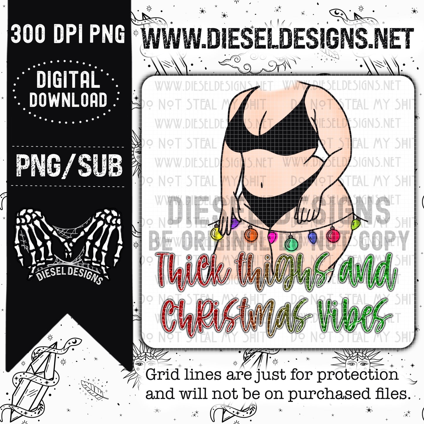 Christmas Vibes Thick Thighs PNG  | 300 DPI | Transparent PNG
